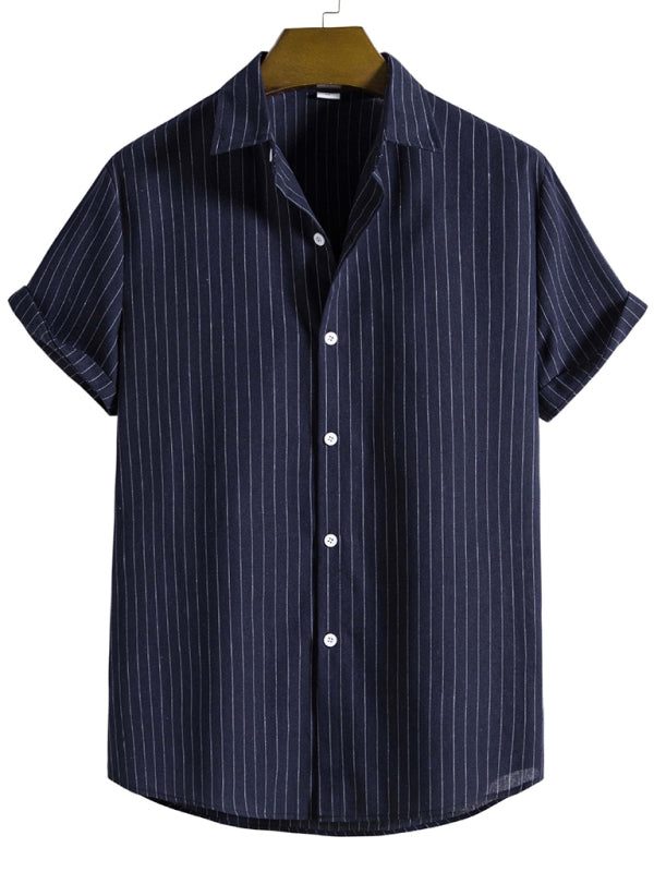 Men's Fashion Trend Casual Striped Short Sleeve Shirt