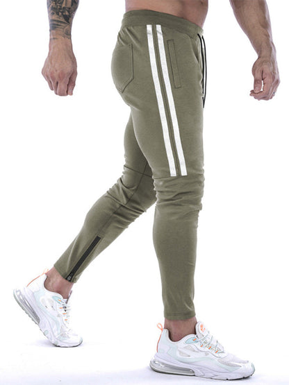 Men's Contrasting Stripe Zippered Training Sweatpants