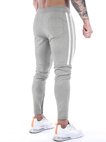 Men's Contrasting Stripe Zippered Training Sweatpants