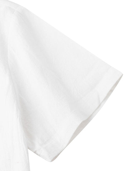 Men's Square Neck Casual Cotton Linen Shirt Linen Solid Color Half Sleeve Top