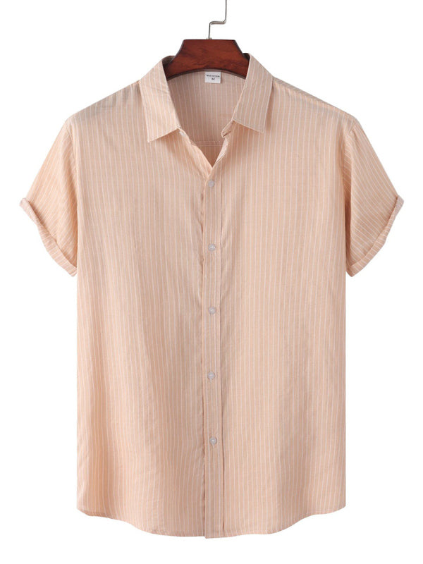 New Casual Beach Shirt Hawaiian Short Sleeve Floral Shirt (Khaki)