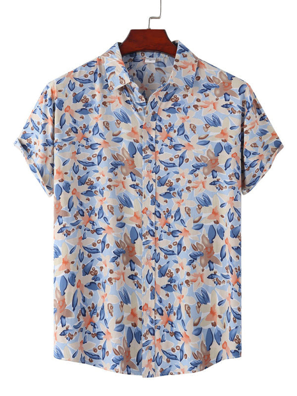 New Casual Beach Shirt Hawaiian Short Sleeve Floral Shirt