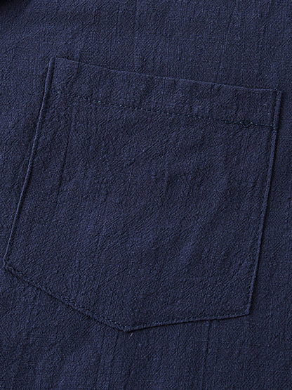 Men's solid color short-sleeved T-shirt shorts cotton linen casual suit