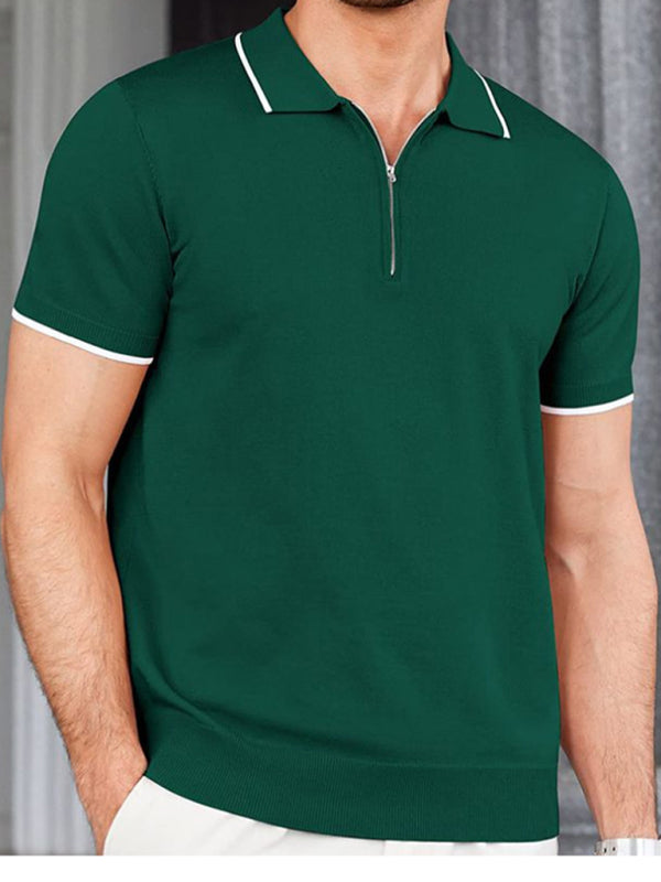 New style zipper sweater casual business polo shirt (Green)