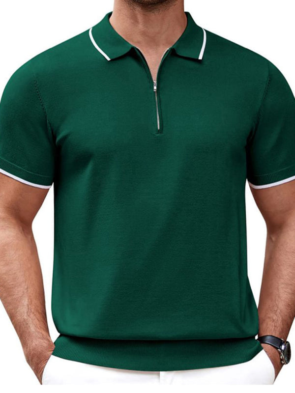 New style zipper sweater casual business polo shirt (Green)