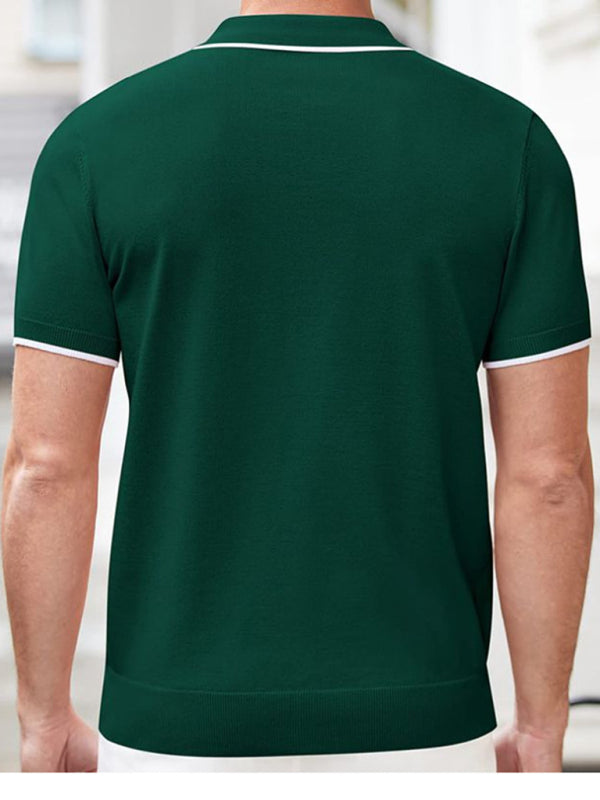 New style zipper sweater casual business polo shirt (Green)
