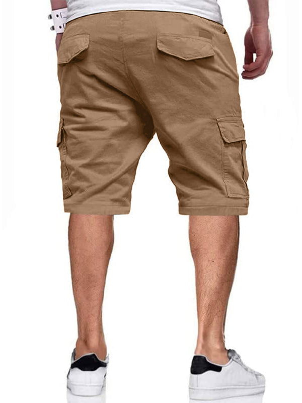 New style men's overalls drawstring color block casual shorts