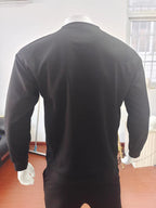 New men's solid color waffle all-match thin round neck long-sleeved sweater