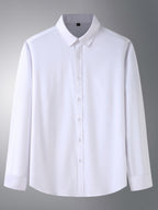 New Men's Solid Color Stretch Long Sleeve Business Casual Thin Shirt