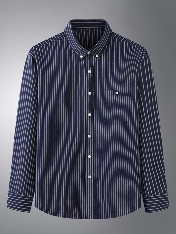 New Plus Size Men's Striped Long Sleeve Shirt