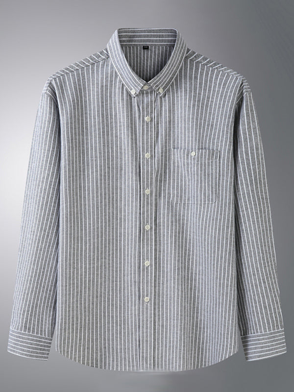 New Plus Size Men's Striped Long Sleeve Shirt