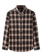 New Large Size Men's Brushed Long Sleeve Shirt Casual Plaid Long Sleeve Shirt