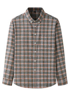 New Large Size Men's Brushed Long Sleeve Shirt Casual Plaid Long Sleeve Shirt