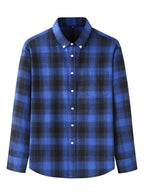 New Large Size Men's Brushed Long Sleeve Shirt Casual Plaid Long Sleeve Shirt