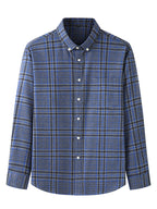 New Large Size Men's Brushed Long Sleeve Shirt Casual Plaid Long Sleeve Shirt