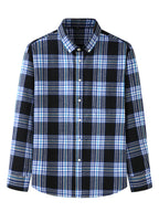 New Large Size Men's Brushed Long Sleeve Shirt Casual Plaid Long Sleeve Shirt