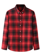 New Large Size Men's Brushed Long Sleeve Shirt Casual Plaid Long Sleeve Shirt