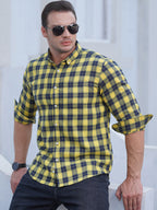 New Large Size Men's Brushed Long Sleeve Shirt Casual Plaid Long Sleeve Shirt