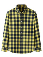 New Large Size Men's Brushed Long Sleeve Shirt Casual Plaid Long Sleeve Shirt