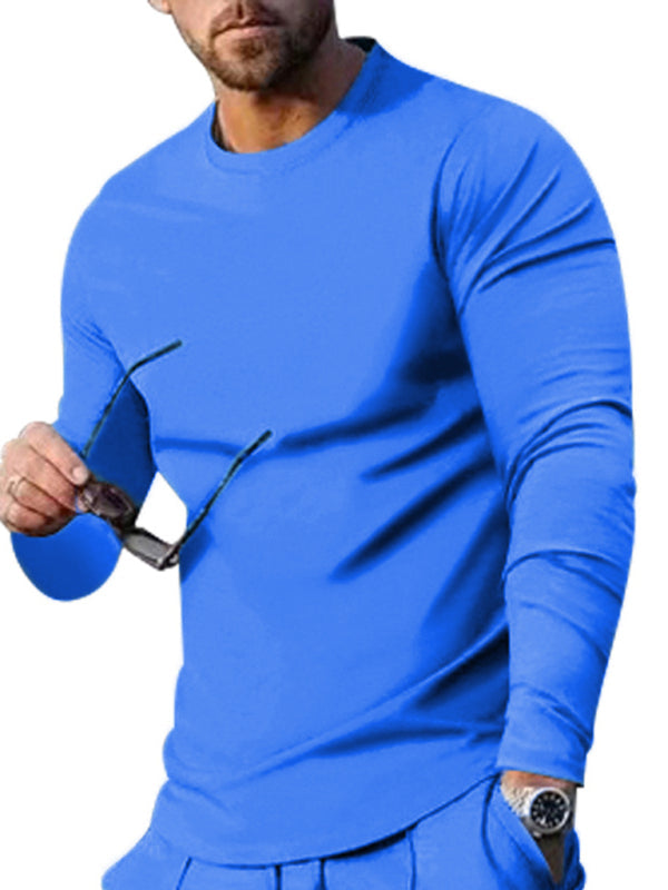 Two-piece Set Round Neck Long Sleeve & Trousers Casual Sports Suit (Misty Grey)