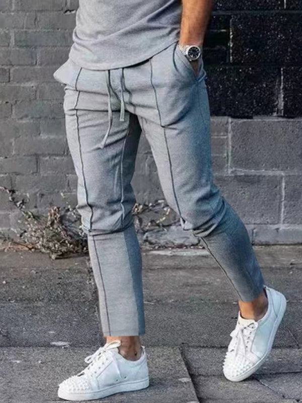 Two-piece Set Round Neck Long Sleeve & Trousers Casual Sports Suit (Misty Grey)