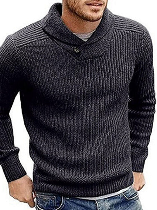 Men's Sweater Lapel Button Pullover Sweater