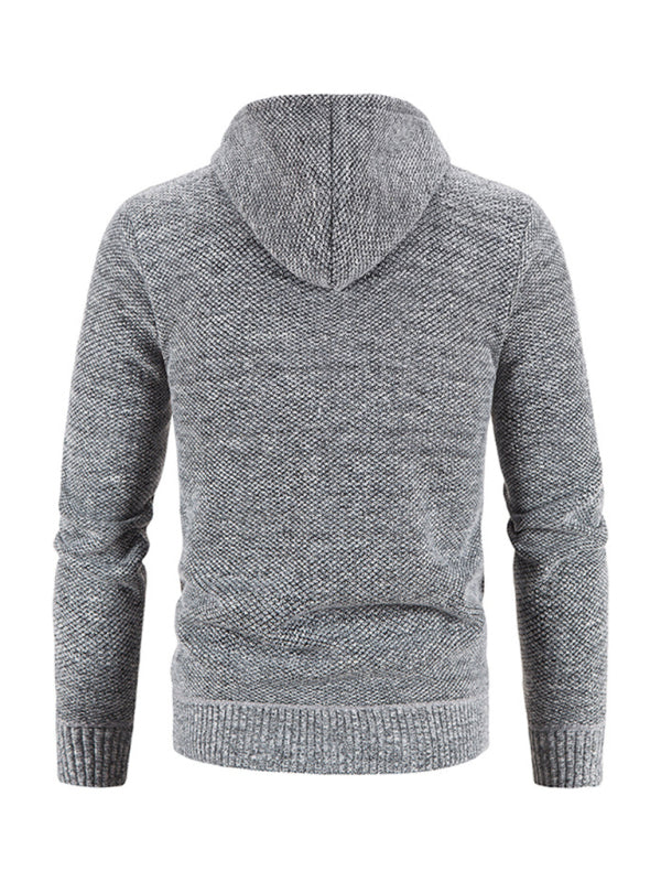 Men's casual knitted hooded zipper jacket (Grey)