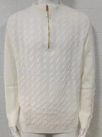 Men's new solid color zipper half turtleneck long sleeve sweater