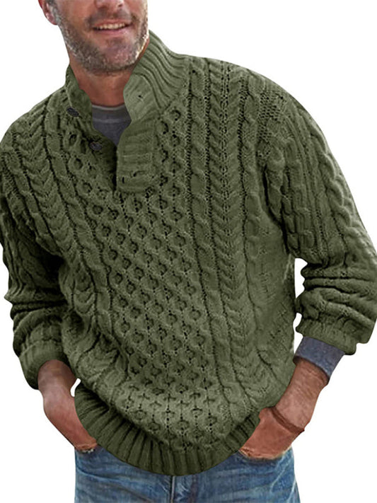 Men's Solid Color Half Turtle Collar Slim Fit Long Sleeve Knitted Sweater