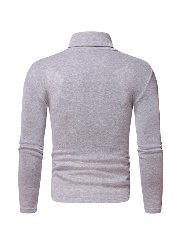 Men's fleece pullover turtleneck knitted top