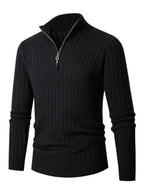 Men's casual solid color round neck stretch knitted sweater