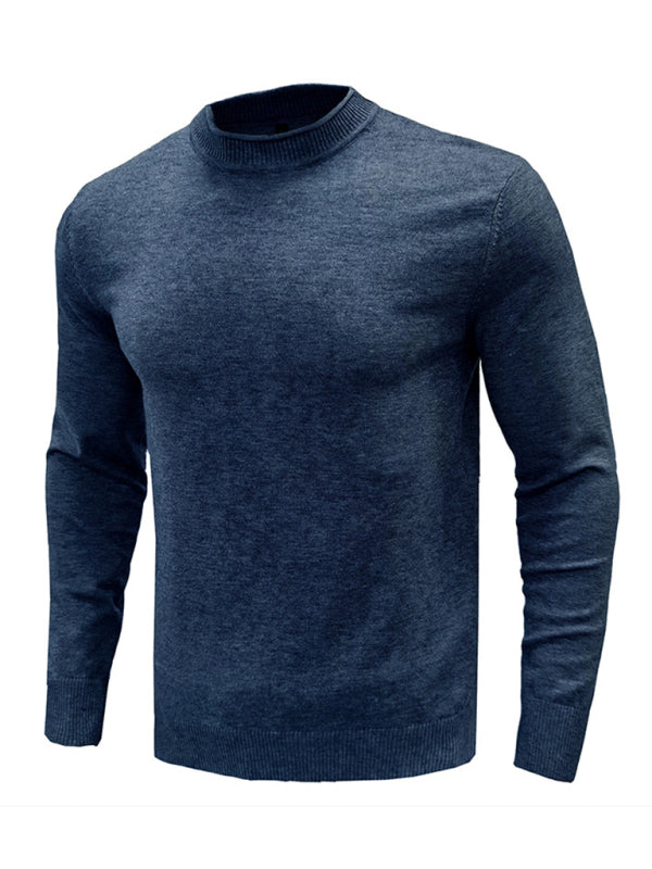 Men's new solid color long sleeve sweater