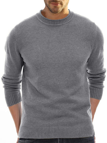 Men's new solid color long sleeve sweater