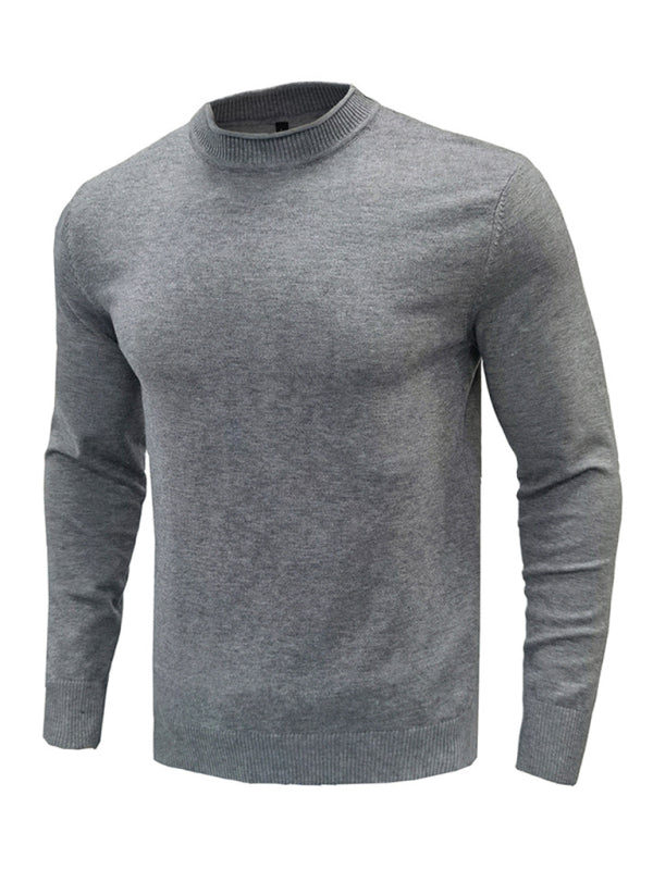 Men's new solid color long sleeve sweater