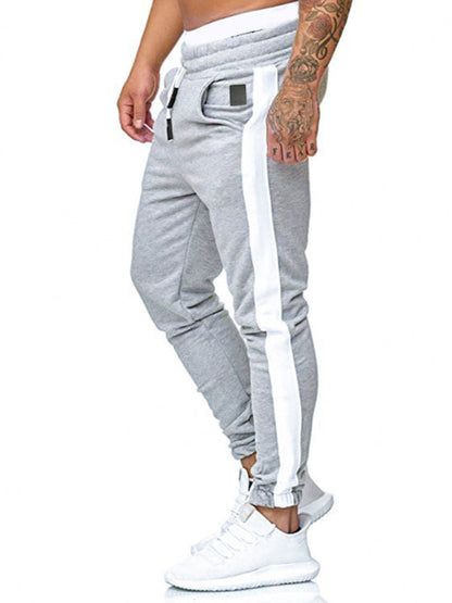 Men's sports color block casual trousers