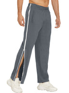 Men's new solid color trendy sports side zipper loose sweatpants (Charcoal Grey)