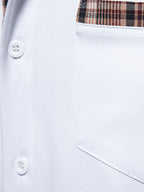 Men's Casual Collar Buttoned Plaid Color Block Short Sleeve Shirt