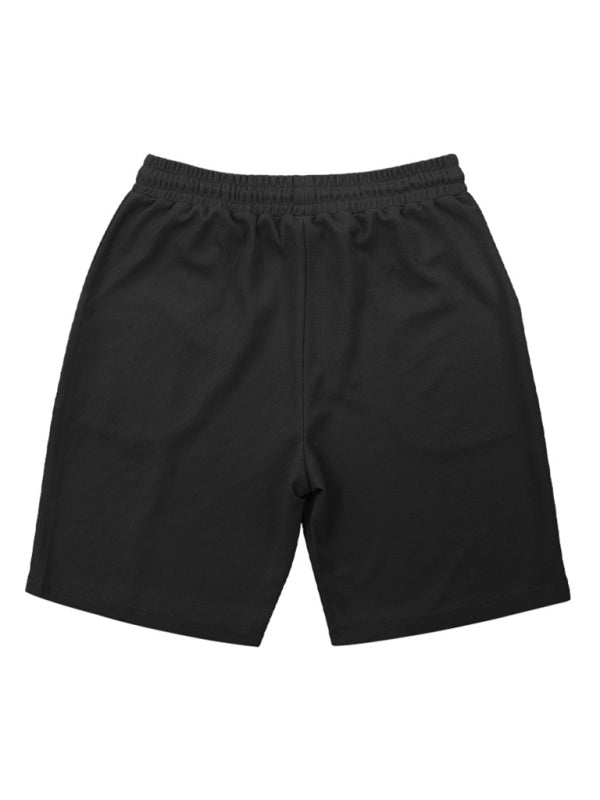 Men's new casual solid color shorts short sleeve suit