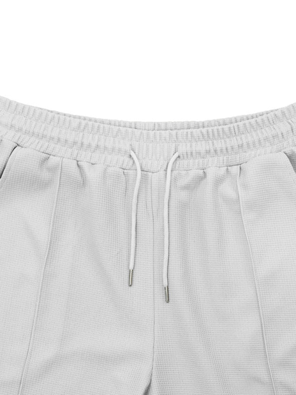 Men's new casual solid color shorts short sleeve suit