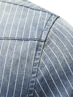 Men's Heavy Washed Distressed Striped Denim Shirt