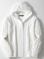 Men's twisted cardigan wool jacket Casual hooded sweater