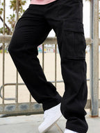 New large pocket work trousers casual sports loose straight pants