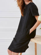Fashion Loose V-Neck Medium Length Dress