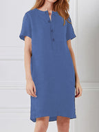 Fashion Loose V-Neck Medium Length Dress