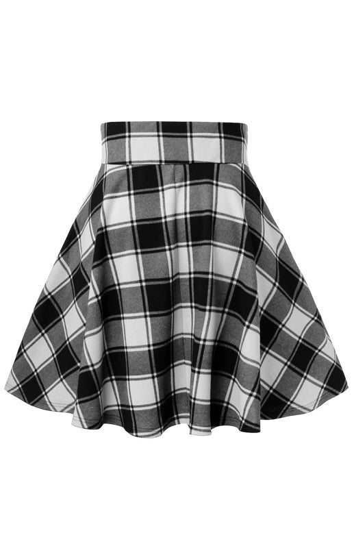 Ladies Casual Fashion A-Type Plaid Print Skirt