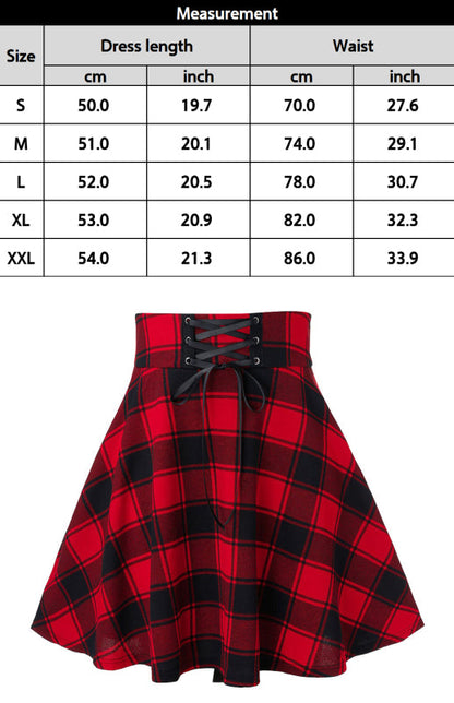 Ladies Casual Fashion A-Type Plaid Print Skirt