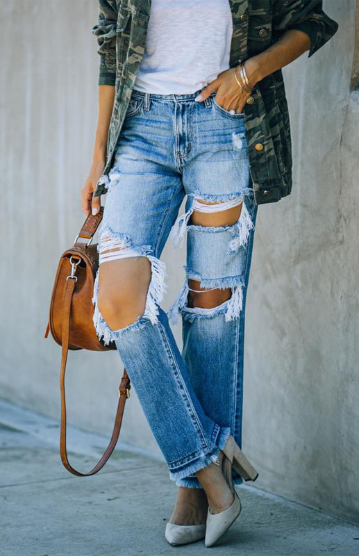 Women's Character Ripped Ripped Beggar Jeans