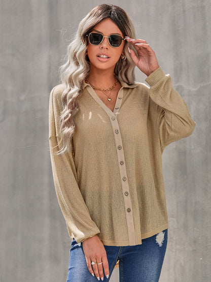 Women's casual knitting thin loose shirt top