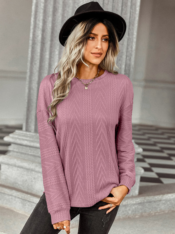 Women's fashion loose solid color over knit