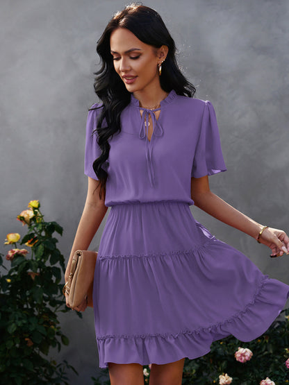 Women's high neck loose Ruffle Dress